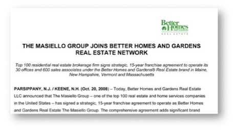 Masiello Group Joins Better Homes and Gardens Real Estate Network