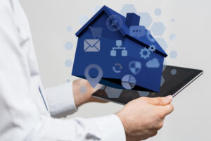 3D home with icons representing careers in real estate