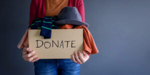 box filled with clothing to be donated