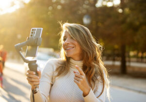 Woman recording selfie video