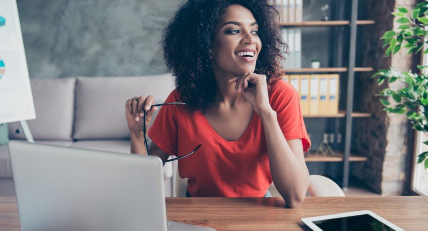 woman working on laptop